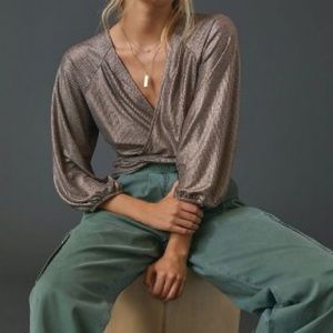 Elegant Metallic Wrap Top